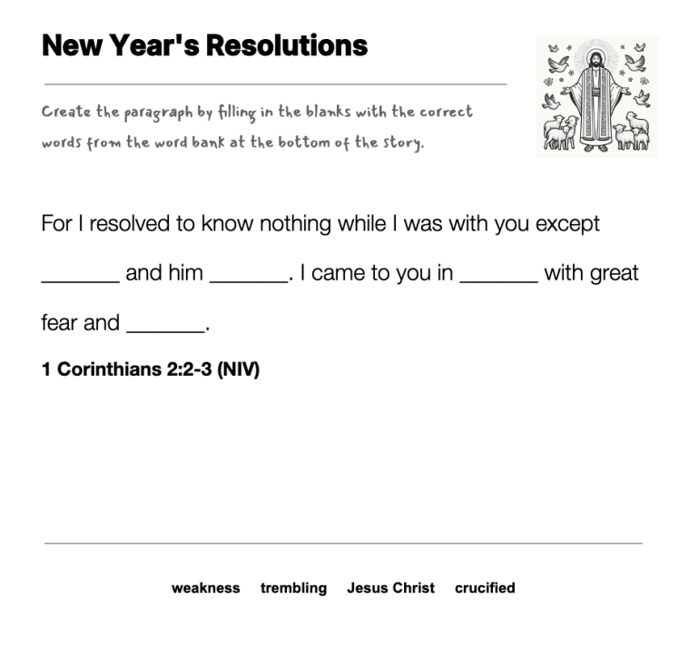 New Year's Resolutions fill-in-the-blank